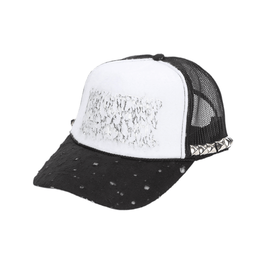 DAMAGED STUDS CAP WHITE